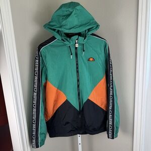 Ellesse Jacket Lapaccio Full Zip Retro Windbreaker Jacket Men's M Medium Green